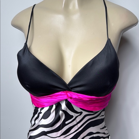 Cache Black and Pink satin Zebra Print Maxi Dress - Picture 2 of 11